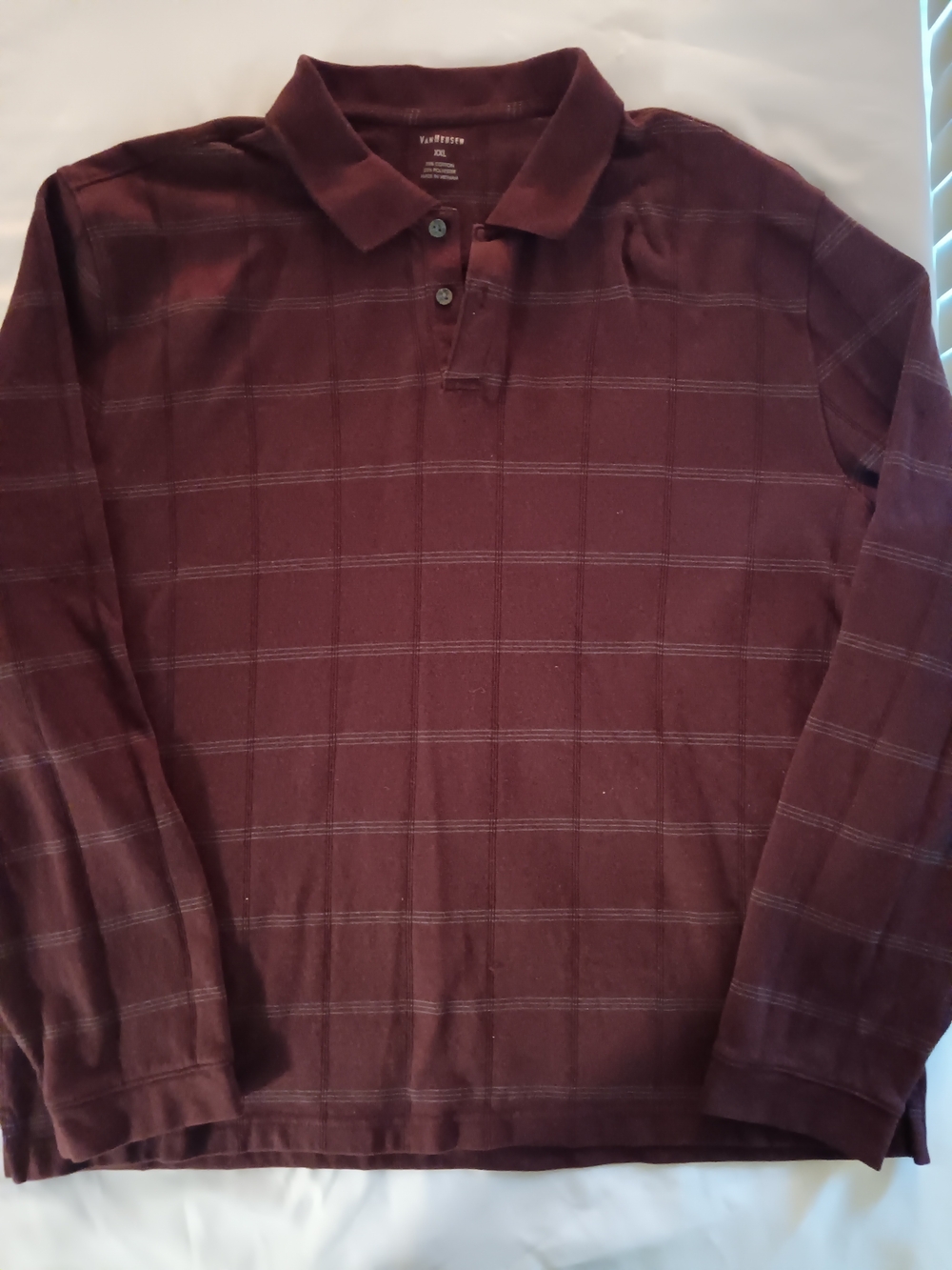 Van Heusen Long Sleeve Polo Shirt - Burgundy